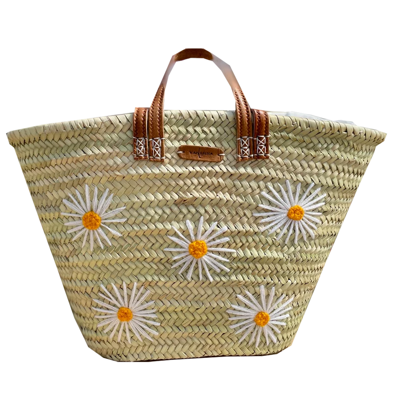 Panier de plage Brodé Marguerite