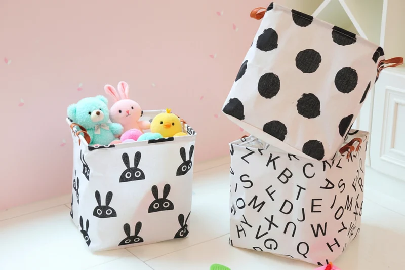 Panier de rangement pliable en coton 33x35 cm – Panier enfant moderne multifonction