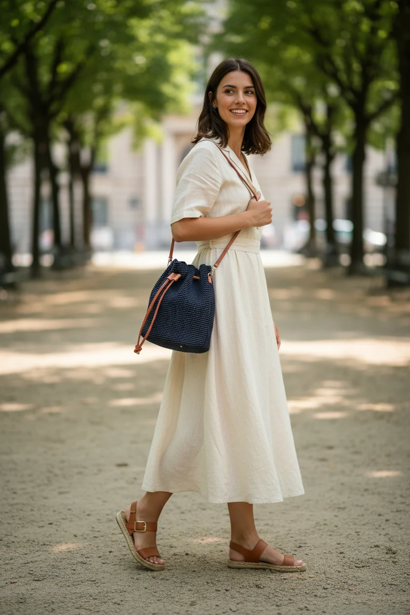 Nocturne - Sac seau crocheté bleu nuit