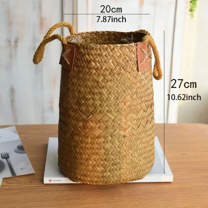 Panier à fleurs en algues tressées – Élégant et décoratif