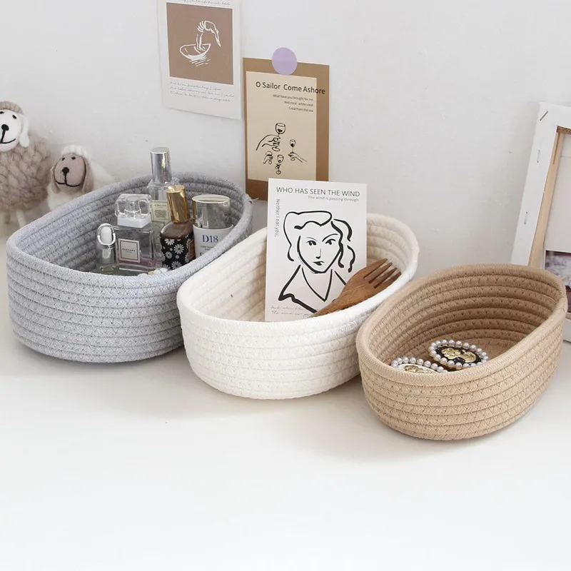 Paniers de rangement en corde de coton | Paniers de style nordiques