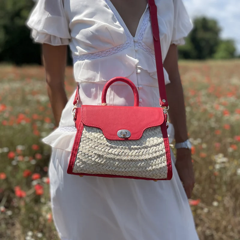 Pochette en Osier et Cuir : Le Colette