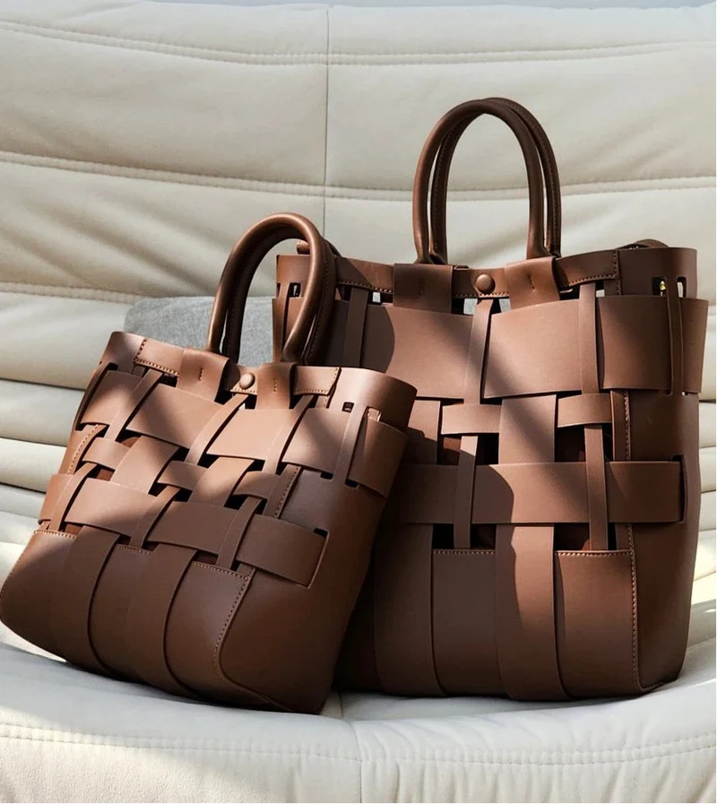 Sac en cuir tressé pour femme – Sac bandoulière haut de gamme