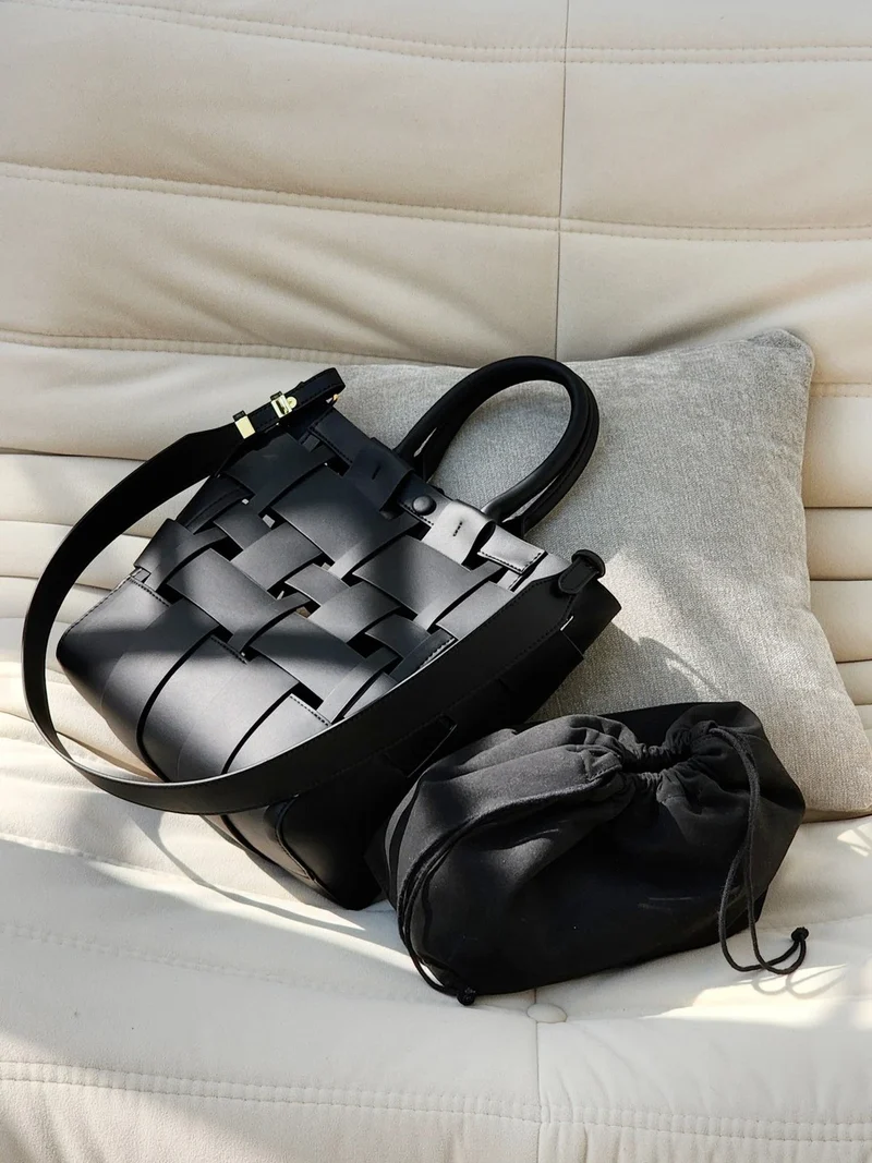 Sac en cuir tressé pour femme – Sac bandoulière haut de gamme