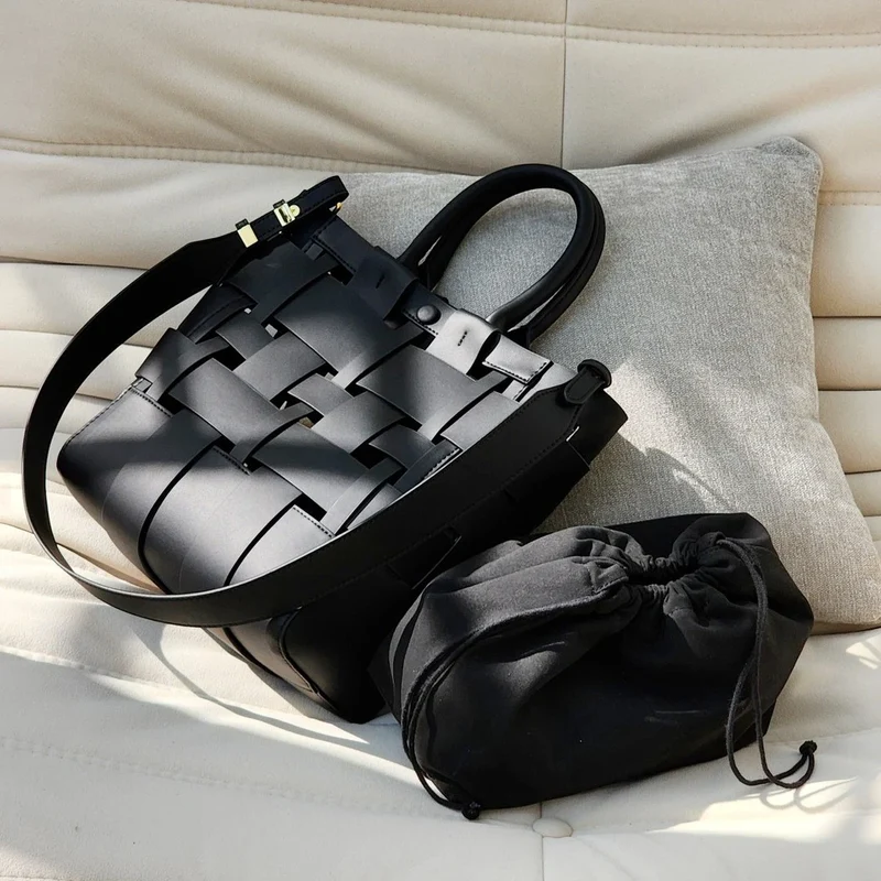 Sac en cuir tressé pour femme – Sac bandoulière haut de gamme