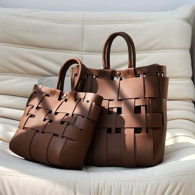 Sac en cuir tressé pour femme – Sac bandoulière haut de gamme