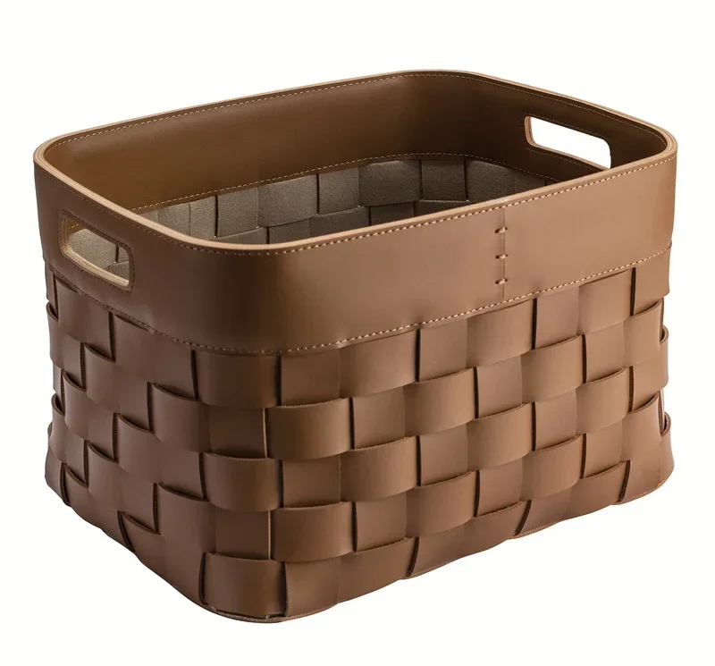 Panier de rangement en cuir tressé – Boîte de rangement décorative de luxe
