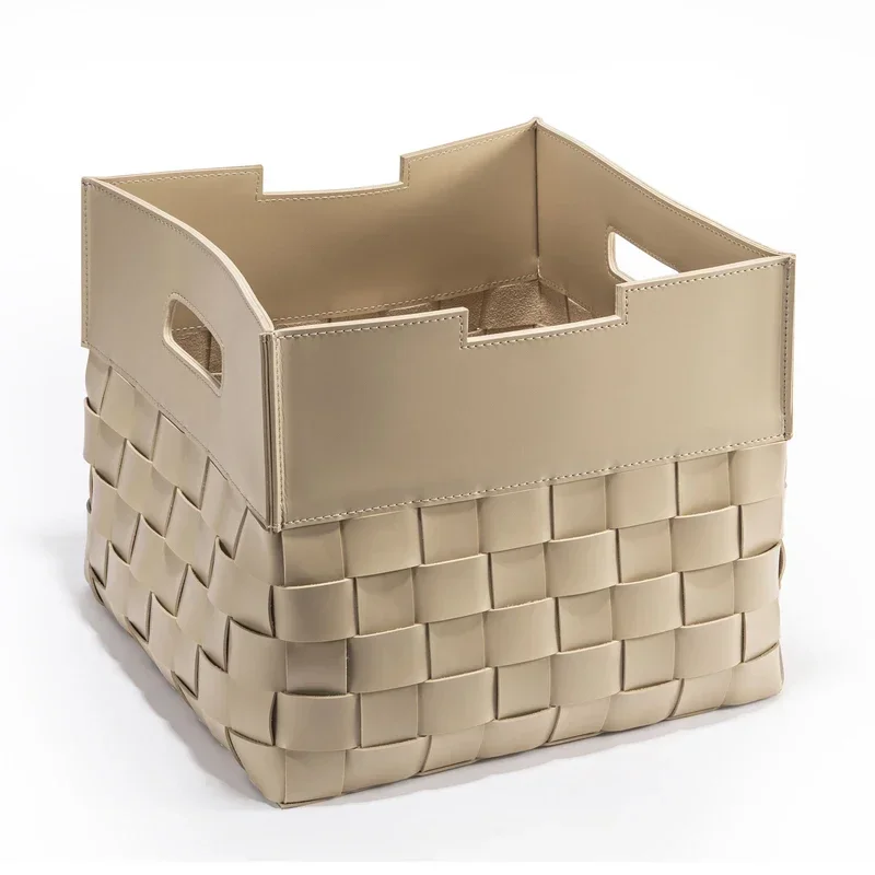 Panier de rangement en cuir tressé – Boîte de rangement décorative de luxe