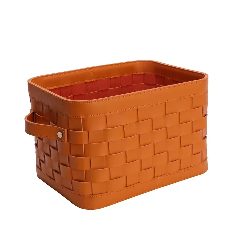 Panier de rangement en cuir tressé – Boîte de rangement décorative de luxe