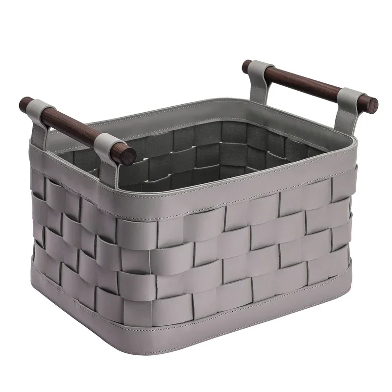 Panier de rangement en cuir tressé – Boîte de rangement décorative de luxe