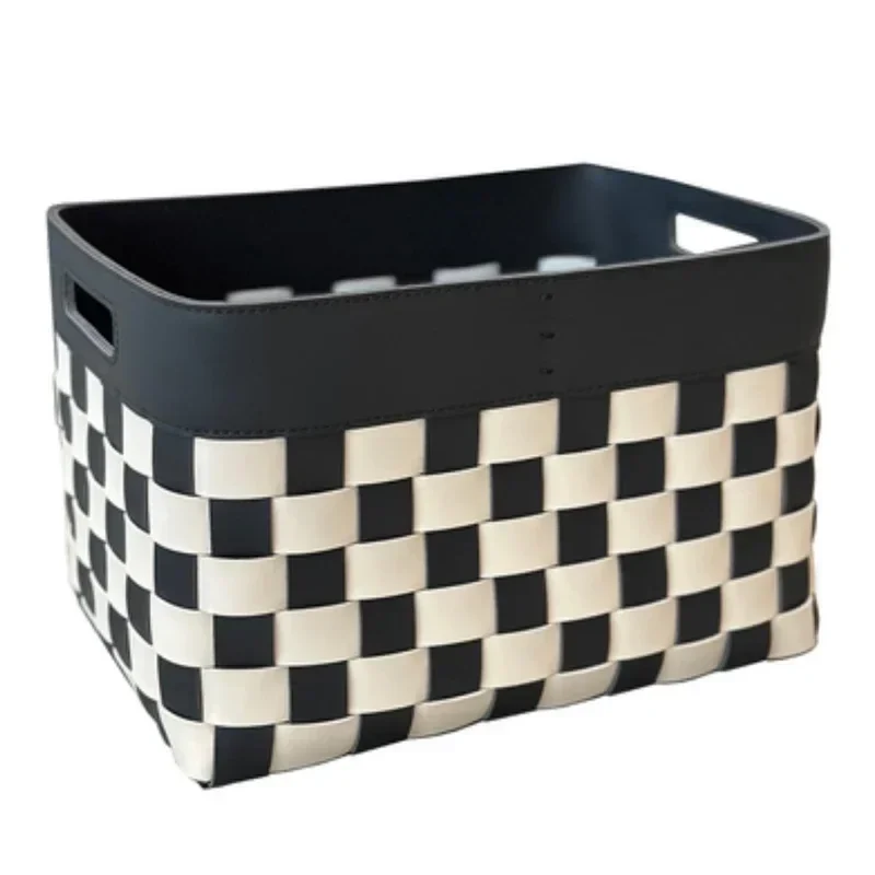 Panier de rangement en cuir tressé – Boîte de rangement décorative de luxe
