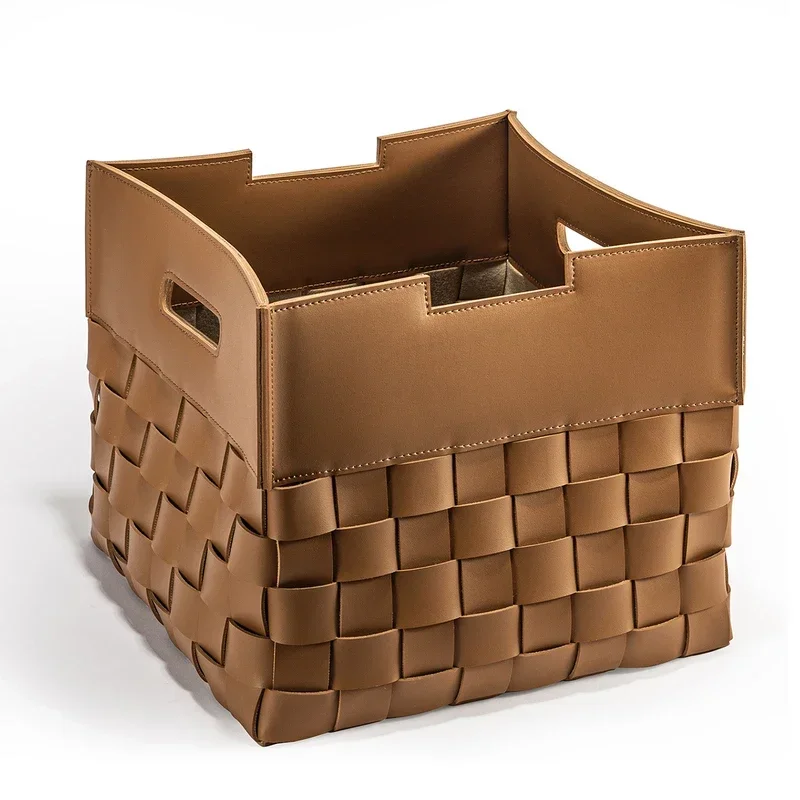 Panier de rangement en cuir tressé – Boîte de rangement décorative de luxe
