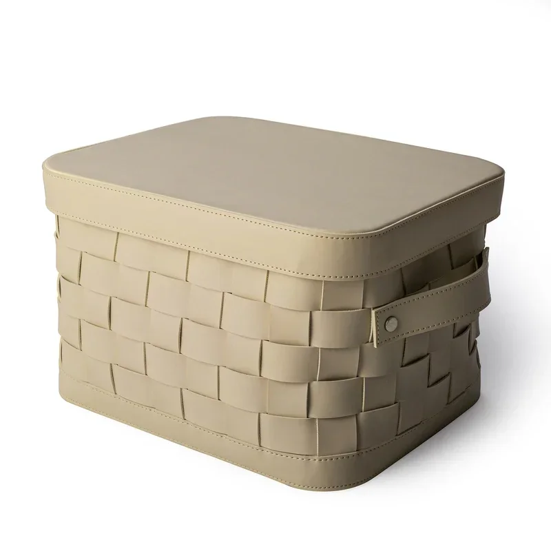 Panier de rangement en cuir tressé – Boîte de rangement décorative de luxe