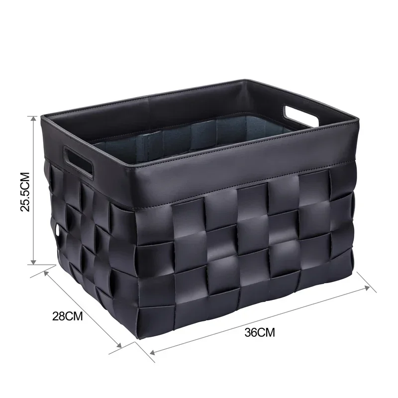 Panier de rangement en cuir tressé – Boîte de rangement décorative de luxe