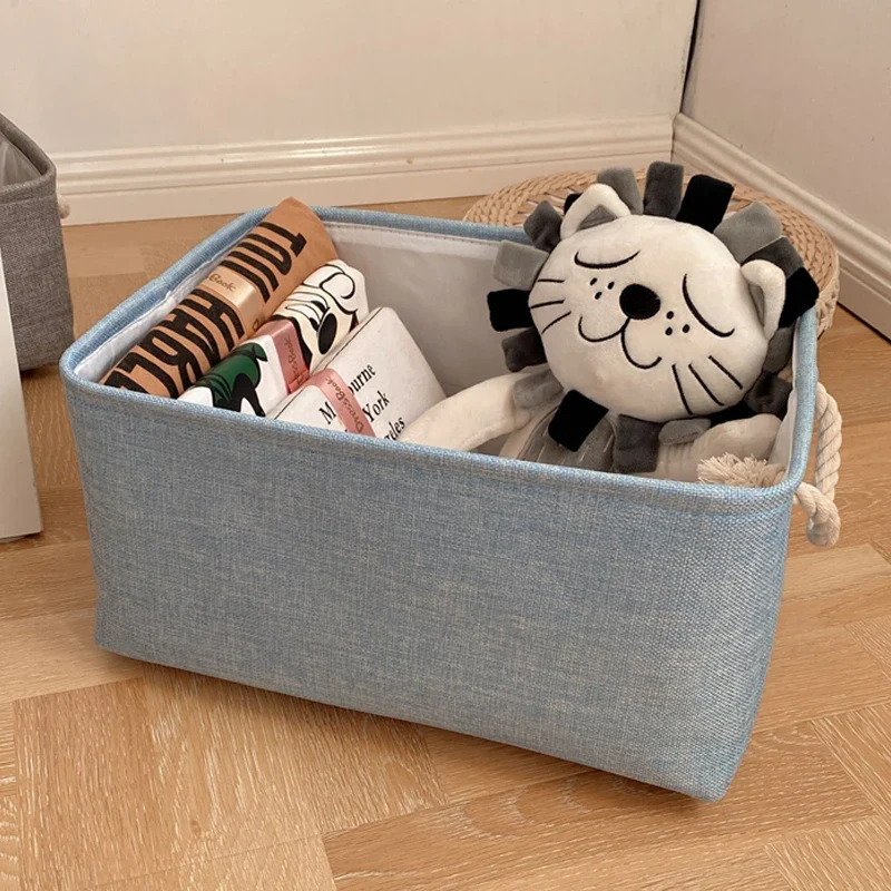 Panier de rangement en lin et coton – Organiseur pliable avec poignées