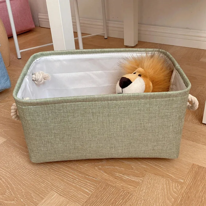Panier de rangement en lin et coton – Organiseur pliable avec poignées