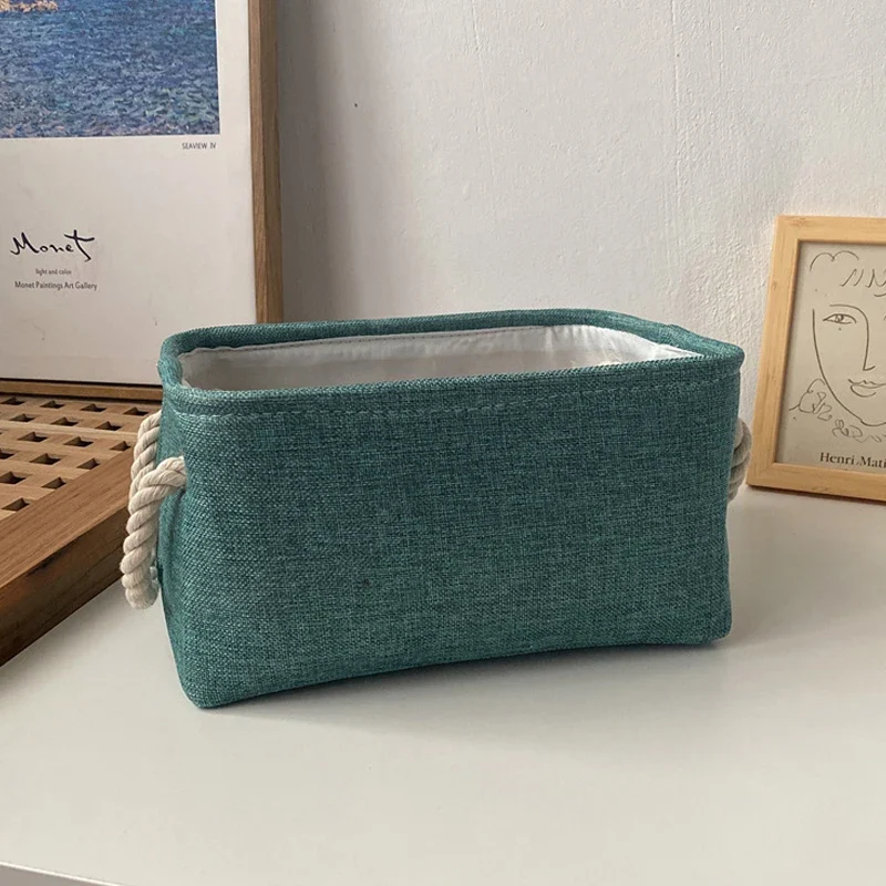 Panier de rangement en lin et coton – Organiseur pliable avec poignées