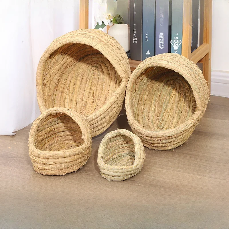 Panier Nid en Herbe Tressée pour Chat, Chaton et Petit Chien