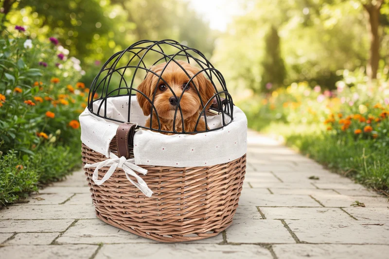Panier Vélo en Osier avec Couvercle – Transport Animaux & Objets – Fixation Facile Guidon