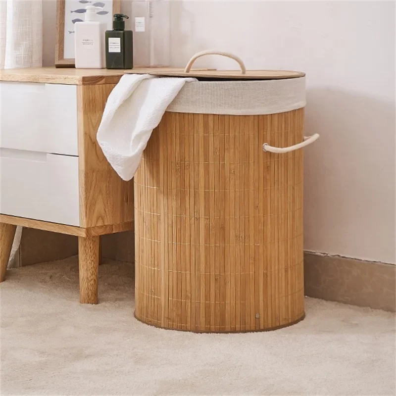 Panier à linge en bambou naturel avec sac amovible