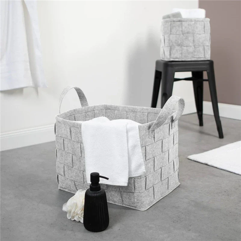 Panier de Rangement en Feutre Recyclé. Grande Capacité, Écologique