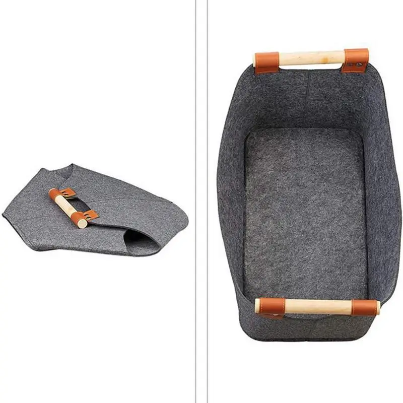 Panier à bûches en feutre – Elégant, 3 tailles, multi-usages, pliable.