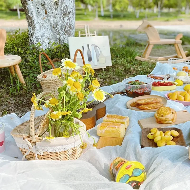 Panier pique-nique en osier avec doublure coton