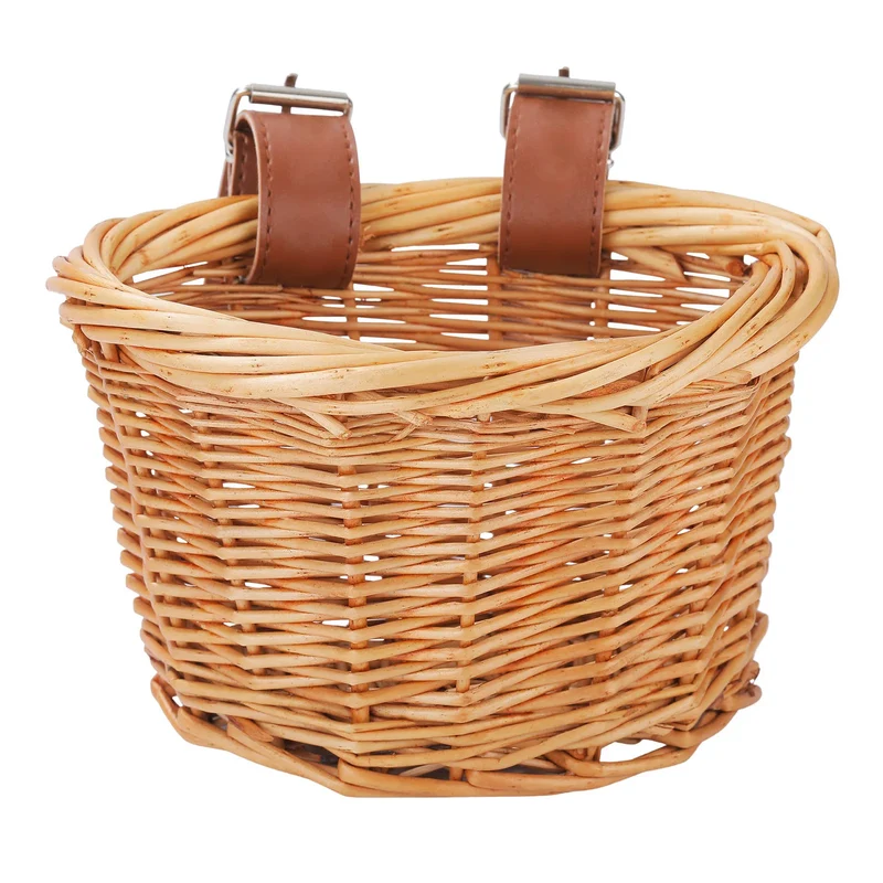 Panier vélo enfant en osier naturel tressé à la main.