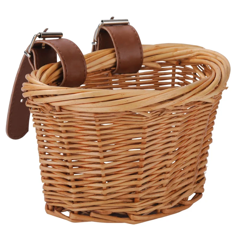 Panier vélo enfant en osier naturel tressé à la main.
