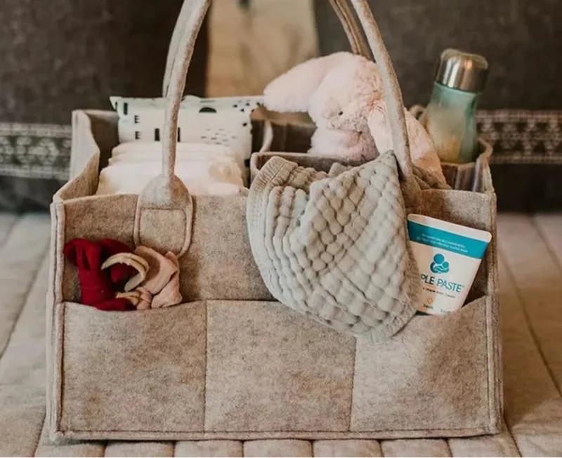 Panier sac à couches tout-en-un pour mamans organisées – Sac à langer en feutrine multifonction