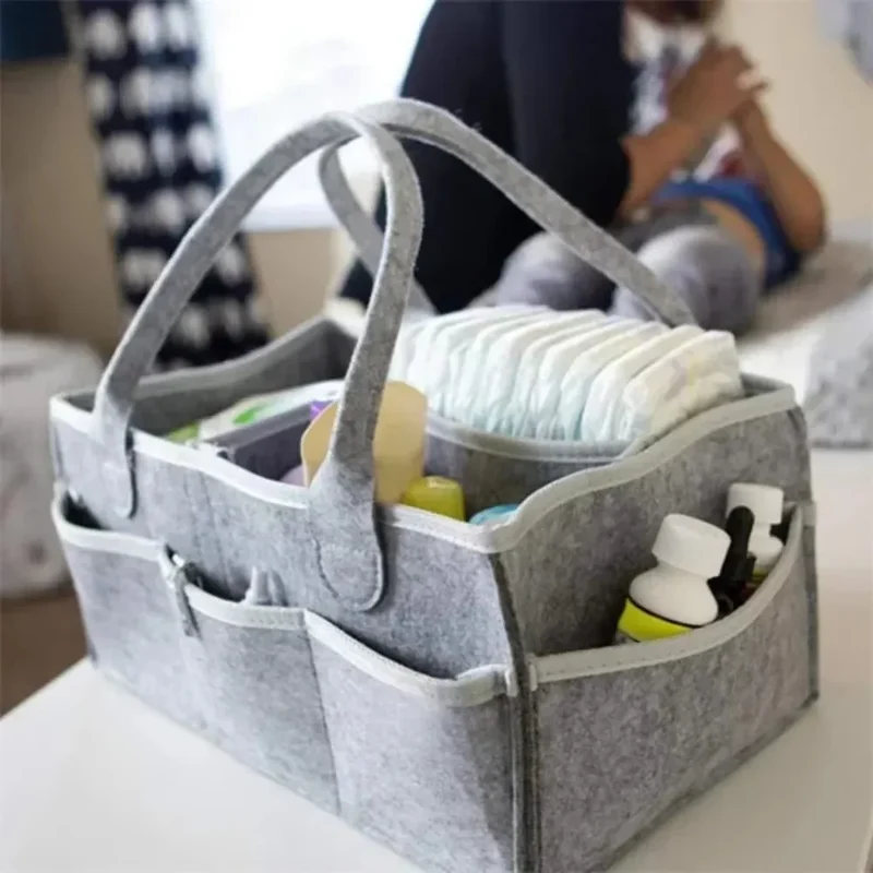 Panier sac à couches tout-en-un pour mamans organisées – Sac à langer en feutrine multifonction