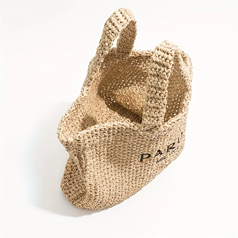 Grand panier sac cabas en raphia tressé