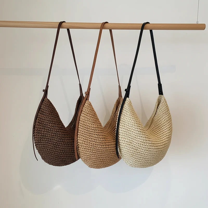 Panier sac à main bandoulière | Raphia tressé