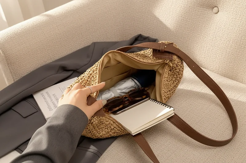 Panier sac à main bandoulière | Raphia tressé