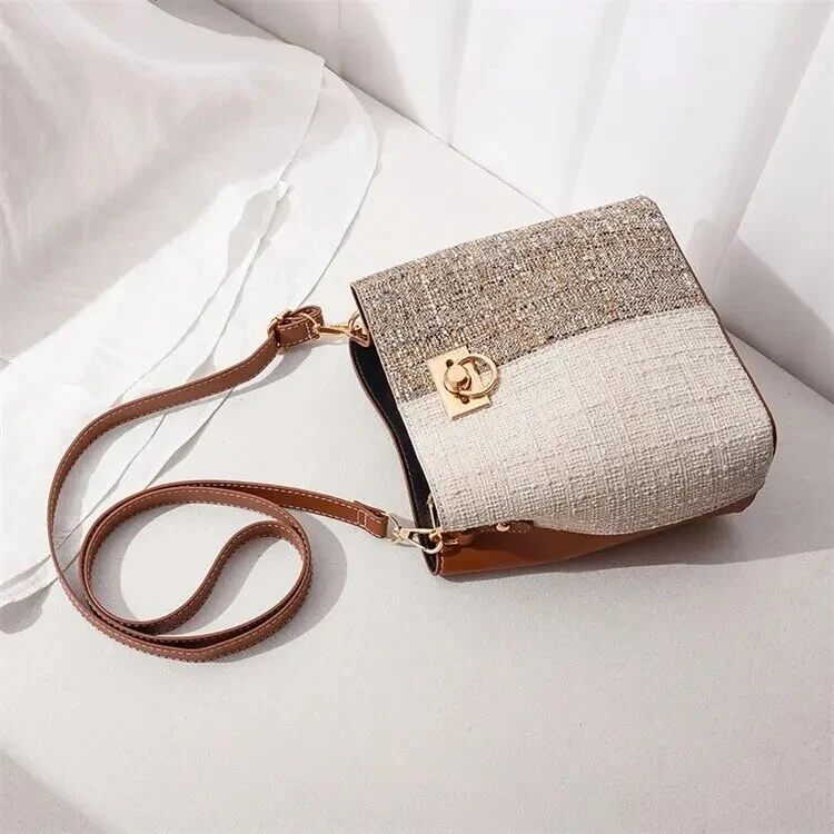 Sac bicolore beige et blanc