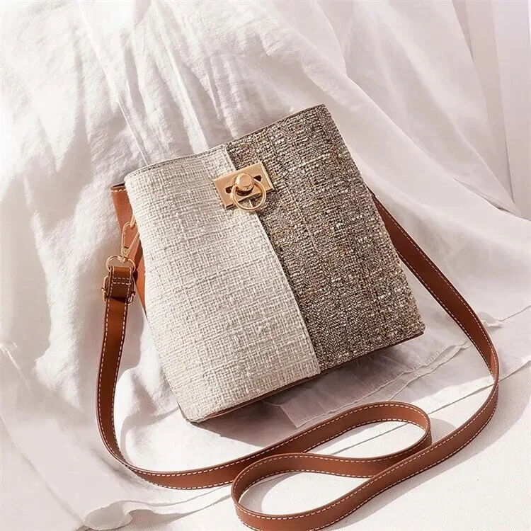 Sac bicolore beige et blanc