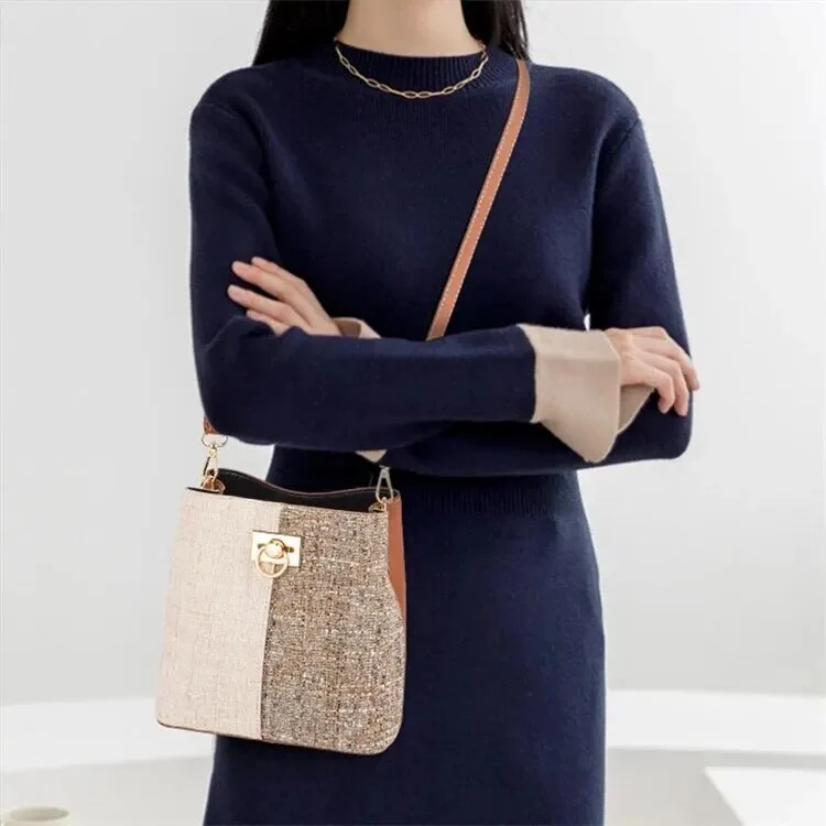 Sac bicolore beige et blanc