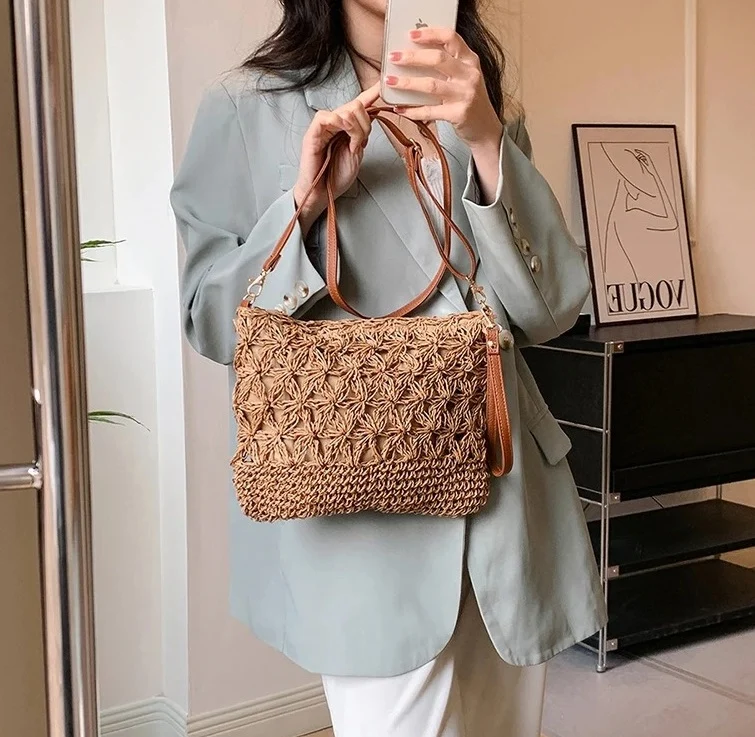 Sac seau raphia