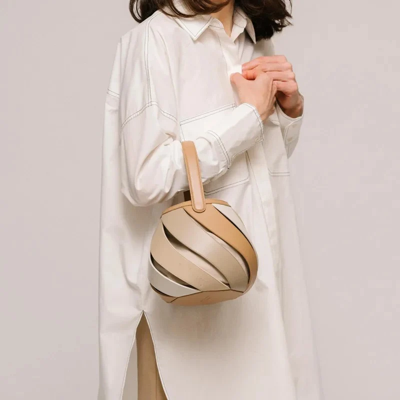 Sac boule torsadé beige
