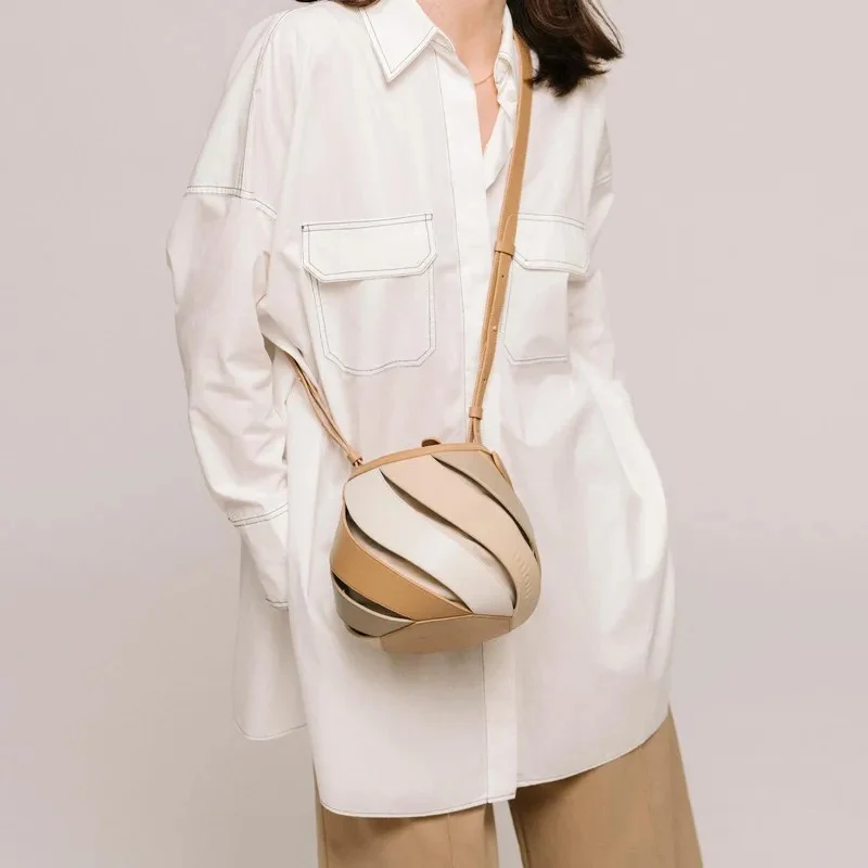 Sac boule torsadé beige