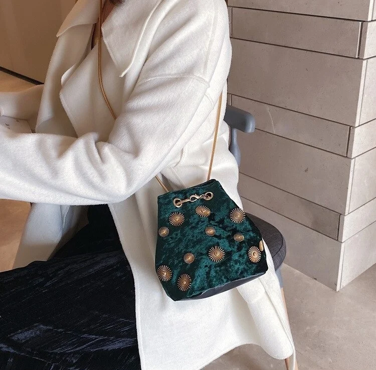 sac seau velours Oiseau de Paradis
