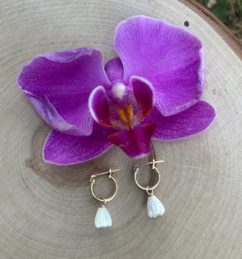 14K Gold Filled Pikake Hoops/huggies