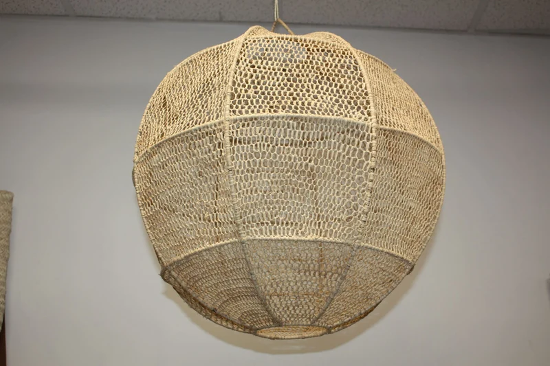 ABAT JOUR XXL Rond Paille Raphia Tressée - Suspension xxl boule Luminaire - Tressage nid d'abeille - Décoration Bohème - Fait Main