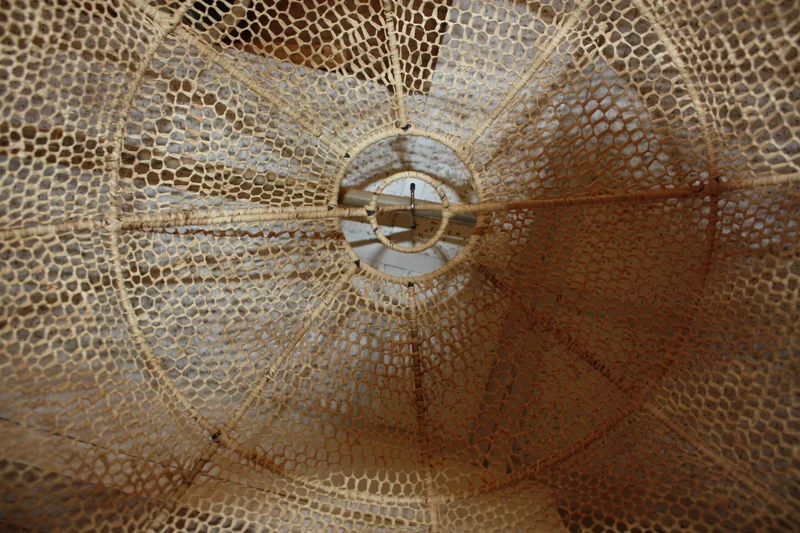 ABAT JOUR XXL Rond Paille Raphia Tressée - Suspension xxl boule Luminaire - Tressage nid d'abeille - Décoration Bohème - Fait Main