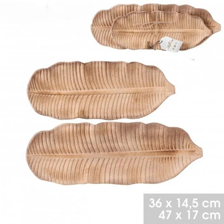 Vide poche en bois design feuille de palmier