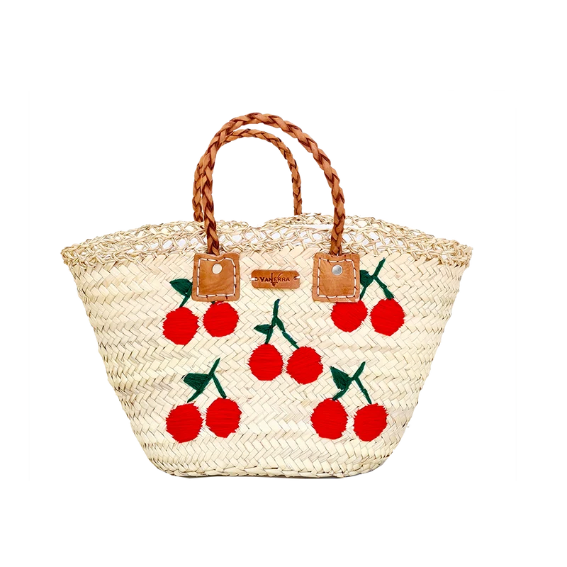 Panier de plage Brodé Cerises