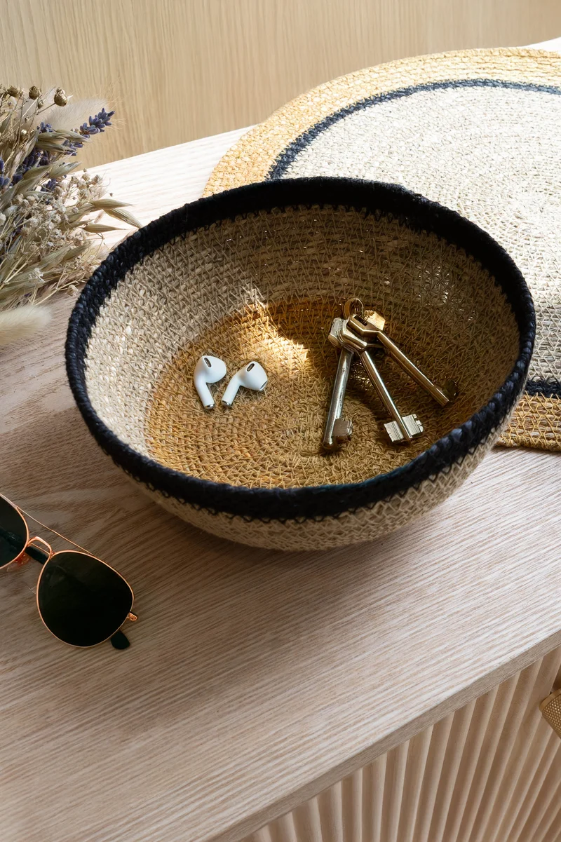Dune - Panier rond en jonc de mer naturel