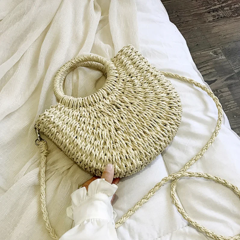 Panier sac à main en paille tressée fait main