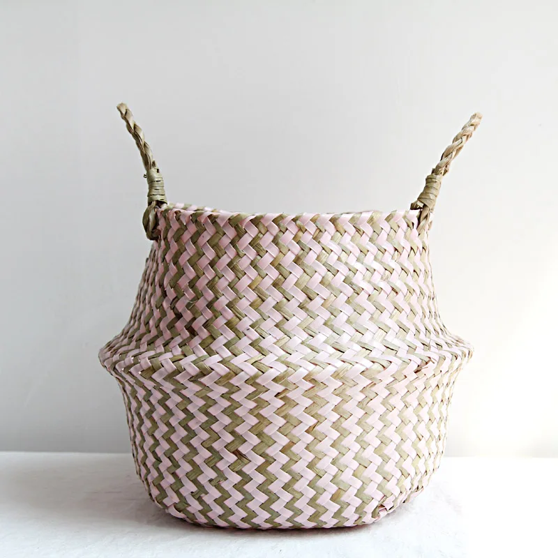 Panier de rangement en jacinthe d'eau tressé à la main