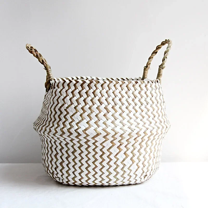 Panier de rangement en jacinthe d'eau tressé à la main